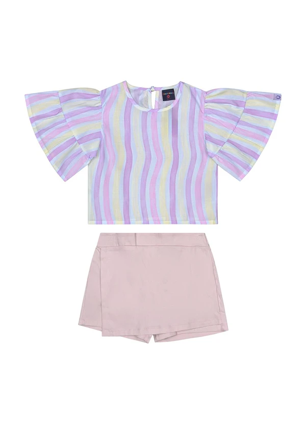 Guloseima - Conjunto com Blusa e Short-Saia Roxo