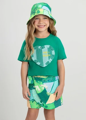 Conjunto com Blusa e Short-Saia Três e Já Verde - TRÊS E JÁ
