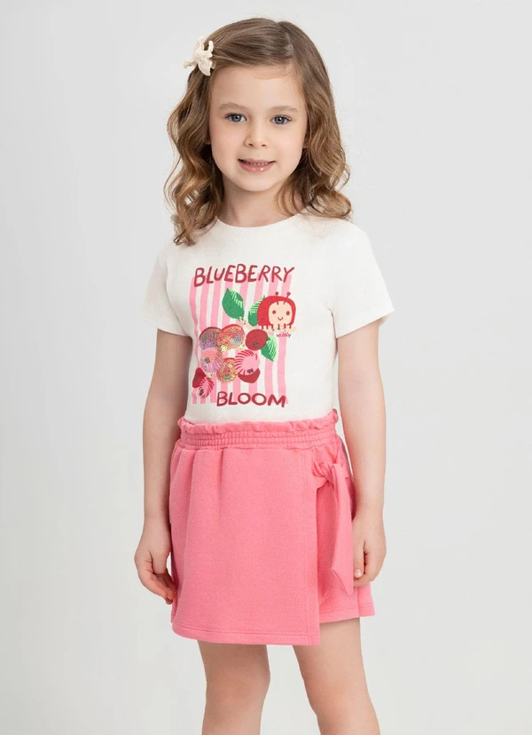 Up Baby - Conjunto com Blusa e Short-Saia Up Baby Branco