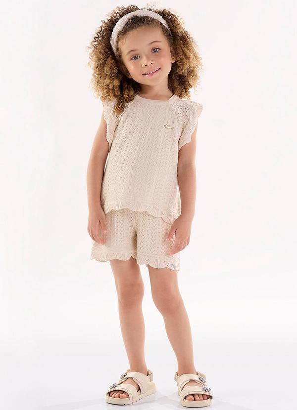Up Baby - Conjunto com Blusa e Shorts Bege