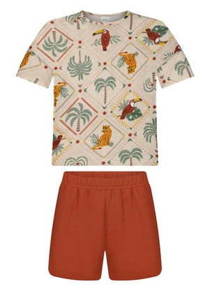 Alakazoo - Conjunto com Blusa e Shorts de Moletom Bege - ALAKAZOO