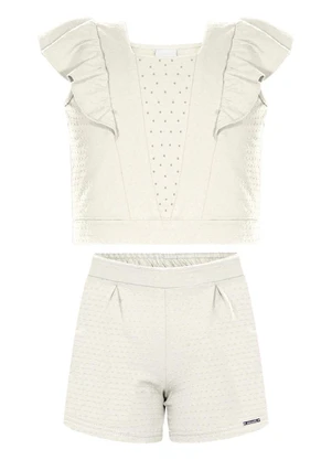 Alakazoo - Conjunto com Blusa e Shorts Off White - ALAKAZOO