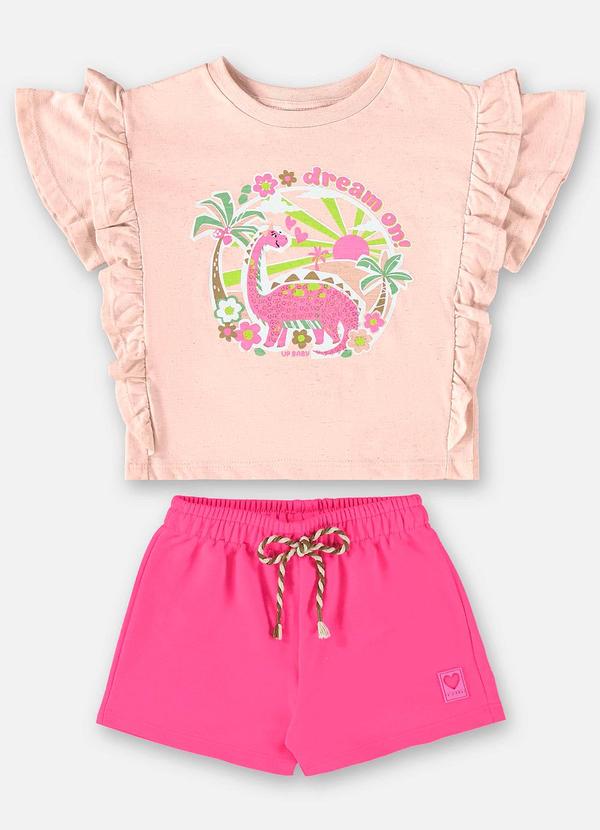 Up Baby - Conjunto com Blusa e Shorts Rosa