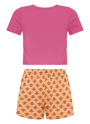 Alakazoo - Conjunto com Blusa e Shorts Saia Laranja - ALAKAZOO