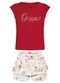 Alakazoo - Conjunto com Blusa e Shorts Saia Estampado Rosa - variação: Vermelho