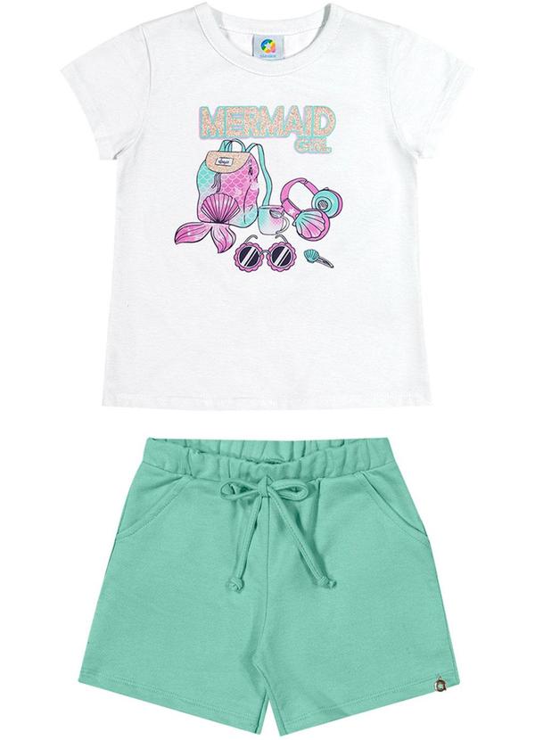 Alenice - Conjunto com Blusa Estampada e Shorts Branco 1