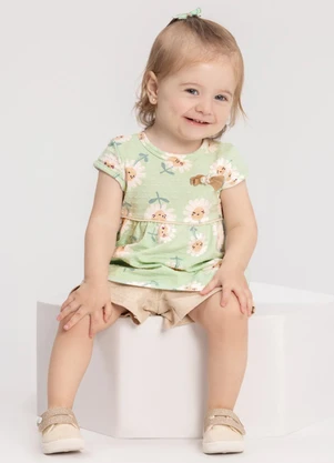 Alakazoo - Conjunto com Blusa Estampada e Shorts Verde - ALAKAZOO