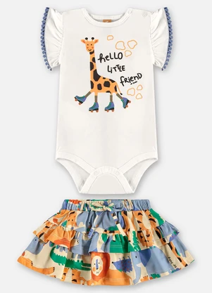 Up Baby - Conjunto com Body e Saia Bebê Bege - UP BABY