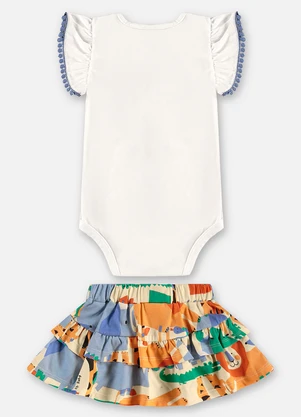 Up Baby - Conjunto com Body e Saia Bebê Bege - UP BABY
