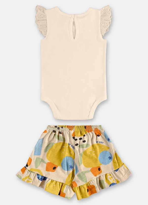 Up Baby - Conjunto com Body e Short Bebê Menina Bege 2