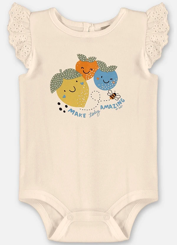 Up Baby - Conjunto com Body e Short Bebê Menina Bege 3