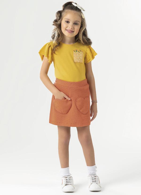 Cativa Kids - Conjunto com Bolso Coração Amarelo