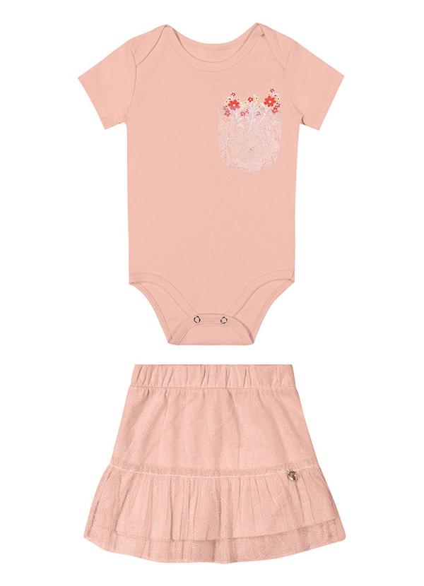 Alenice - Conjunto com Bolso Floral Menina Rosa