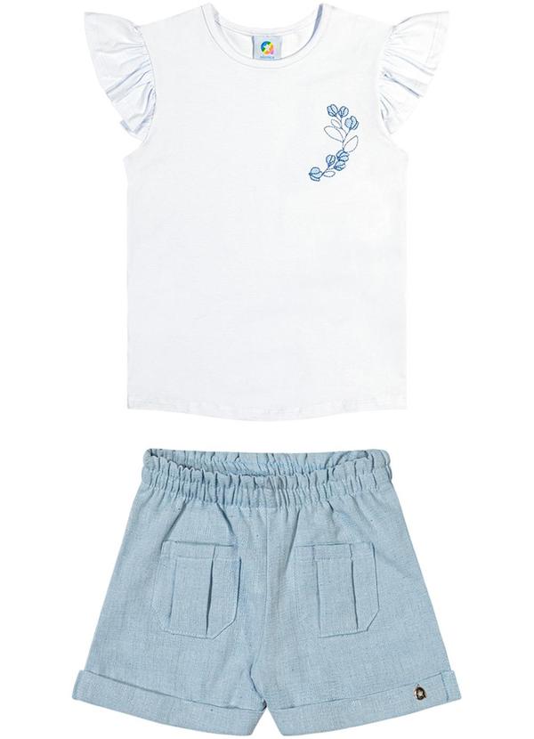 Alenice - Conjunto com Bordado de Flores Menina Branco 2