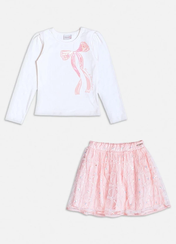 Momi - Conjunto com Bordado de Paetê Branco