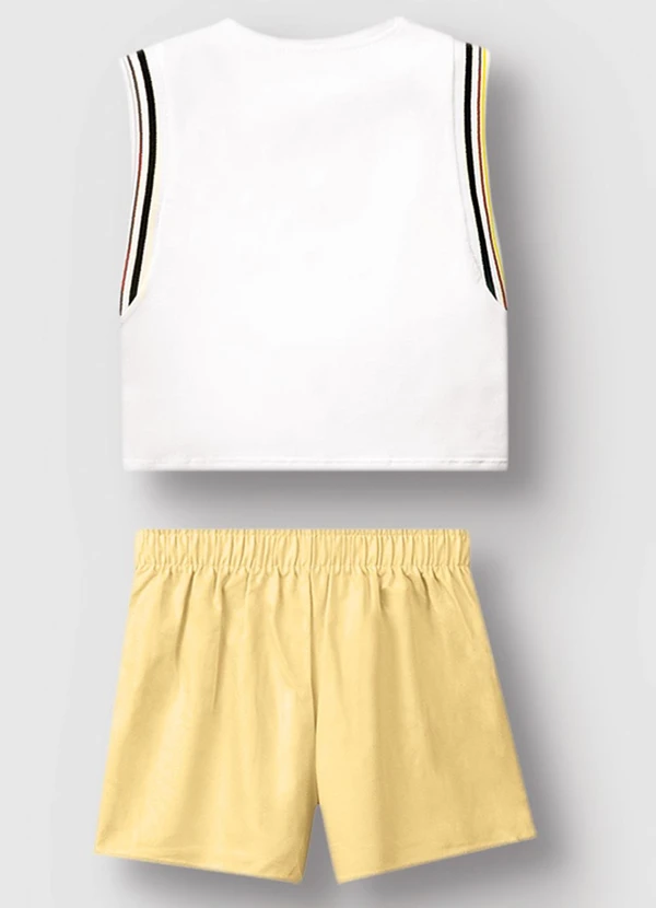 Carinhoso - Conjunto com Bordado Floral Menina Branco 2