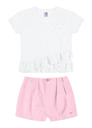 Outlet - Conjunto com Brilho Menina Branco - OUTLET