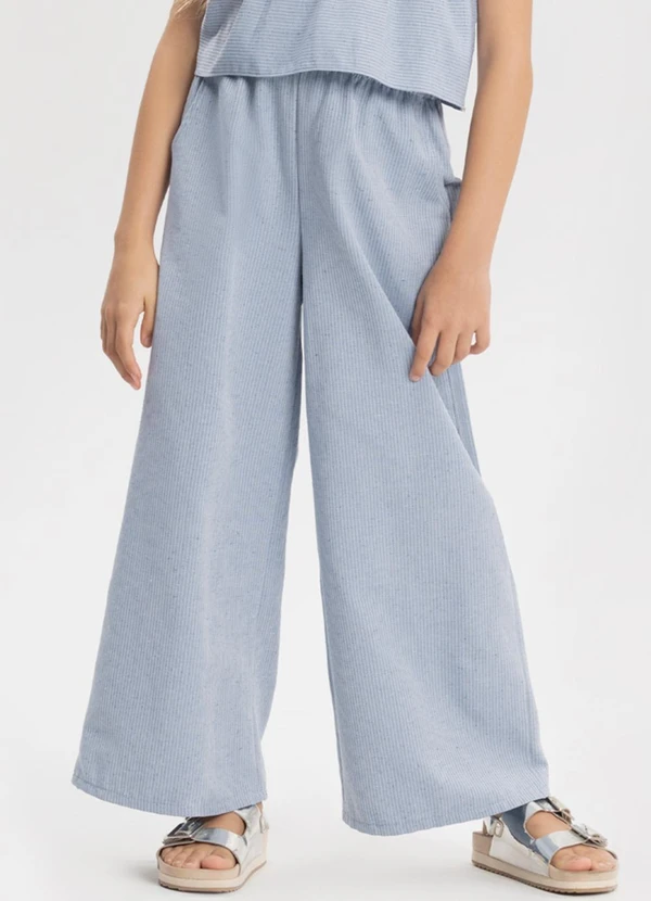 Alakazoo - Conjunto com Calça e Blusa Bordada de Alças Azul 3