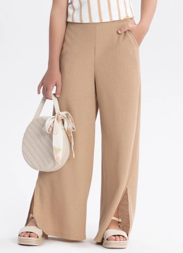 Alakazoo - Conjunto com Calça e Blusa de Alças Crochê Bege 3