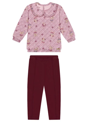 Alakazoo - Conjunto com Calça e Blusão Estampado Rosa - ALAKAZOO