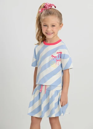 Conjunto com Camiseta e Saia Três e Já Branco - TRÊS E JÁ