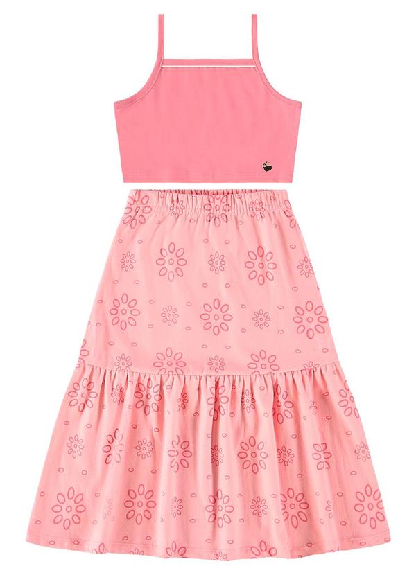 Bee Loop - Conjunto com Cropped e Saia Midi Rosa