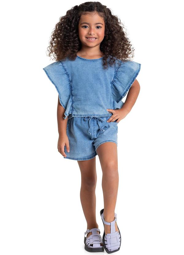 Quimby - Conjunto com Cropped e Short Infantil Azul