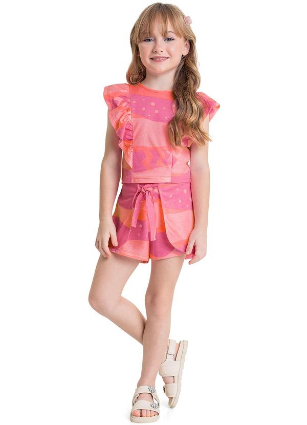 Quimby - Conjunto com Cropped e Short Infantil Rosa
