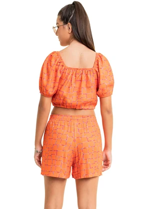 Gloss - Conjunto com Cropped e Short Juvenil Laranja - GLOSS