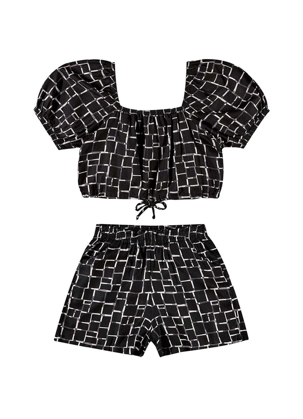 Gloss - Conjunto com Cropped e Short Juvenil Preto 3
