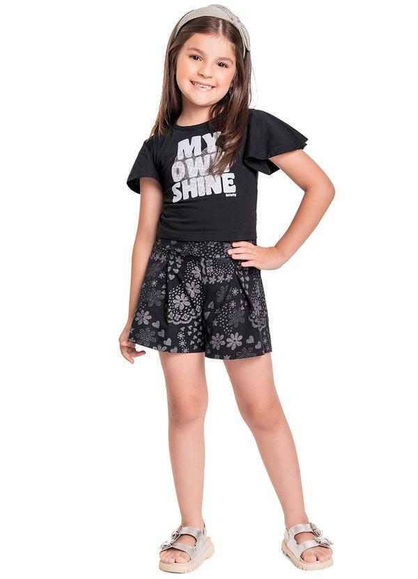 Quimby - Conjunto com Cropped e Short Preto