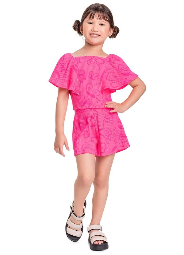 Quimby - Conjunto com Cropped e Short Rosa