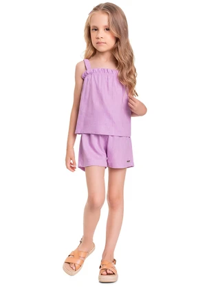 Quimby - Conjunto com Cropped e Short Roxo - QUIMBY