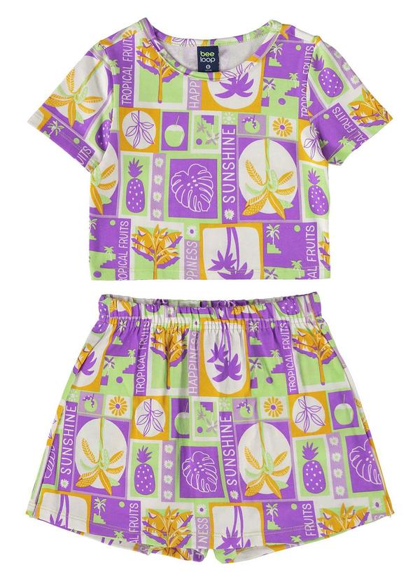 Bee Loop - Conjunto com Cropped e Short-Saia Roxo