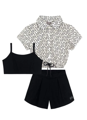 Mundi - Conjunto com Cropped Infantil Menina Bege - MUNDI