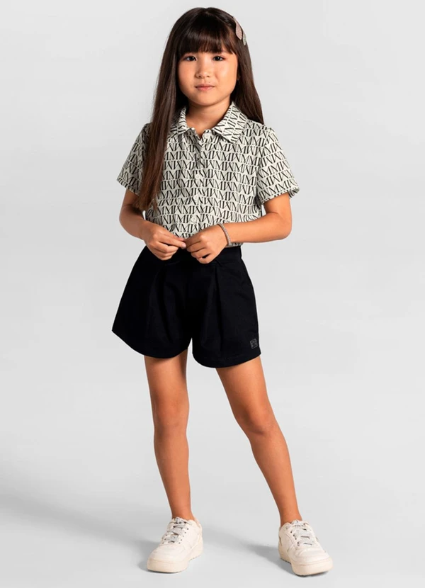 Brandili Mundi - Conjunto com Cropped Infantil Menina Bege