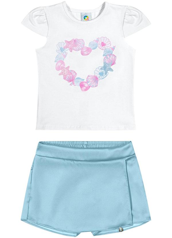 Alenice - Conjunto com Estampa com Esferas Menina Branco