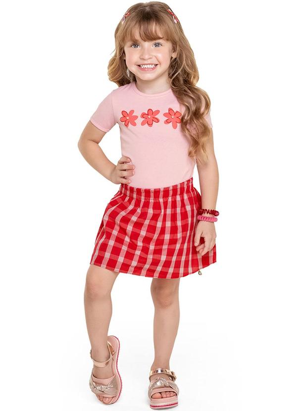 Alenice - Conjunto com Estampa Floral e Listras Rosa