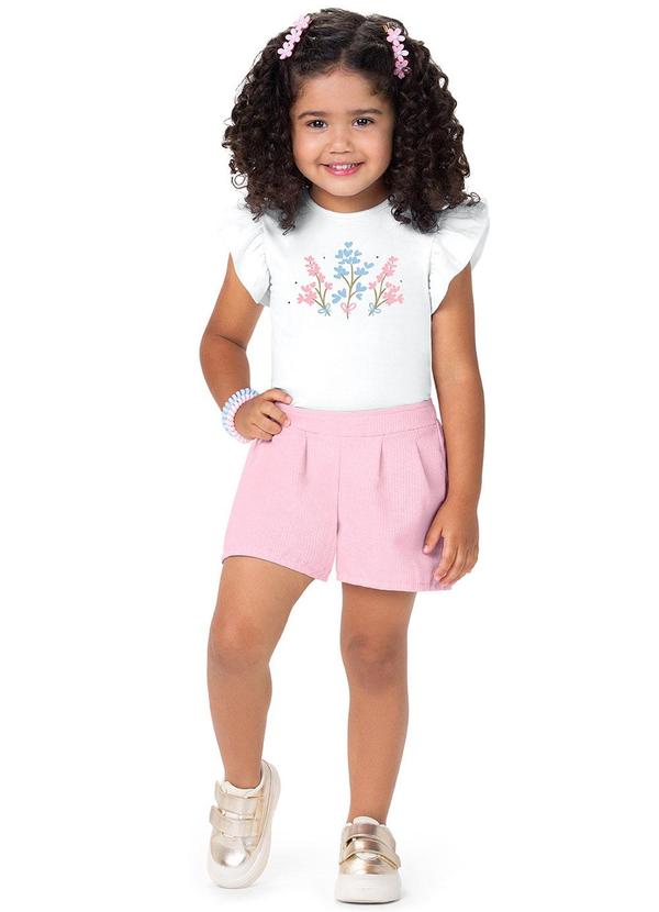 Alenice - Conjunto com Estampa Floral Menina Branco 2