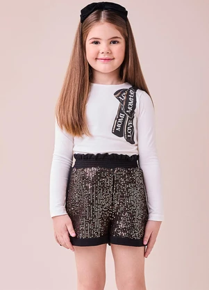 Momi - Conjunto com Laço Bordado e Paetê Branco - MOMI