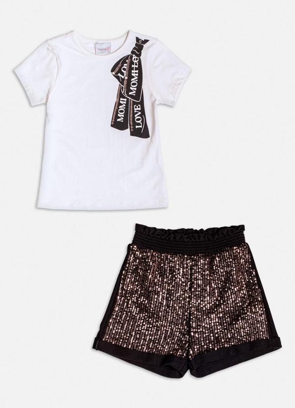 Momi - Conjunto com Laço Bordado e Paetê Branco