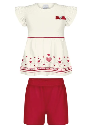 Alakazoo - Conjunto com Laço em Malha Texturizada Vermelho - ALAKAZOO