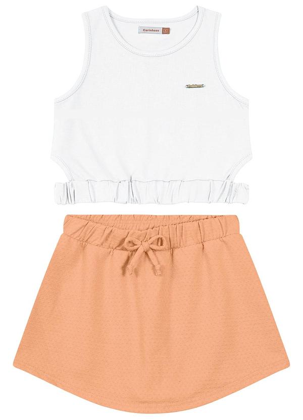 Carinhoso - Conjunto com Malha Texturizada Menina Branco