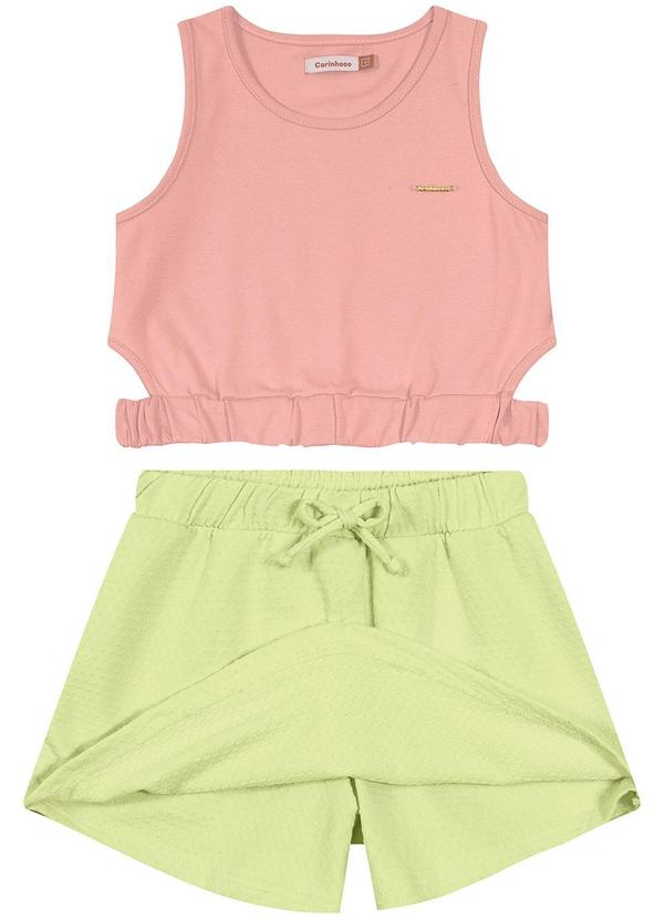 Carinhoso - Conjunto com Malha Texturizada Menina Rosê