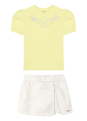 Outlet - Conjunto com Manga Bufante Menina Amarelo - OUTLET