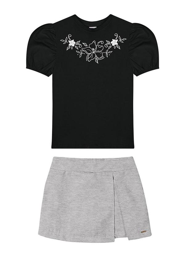 Alenice - Conjunto com Manga Bufante Menina Preto