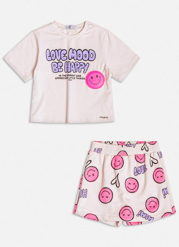 Momi - Conjunto com Patch Smile Bege
