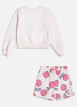 Momi - Conjunto com Patch Smile de Moletom Bege - MOMI