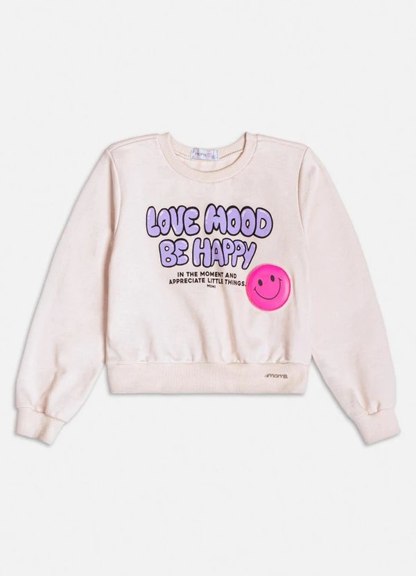 Momi - Conjunto com Patch Smile de Moletom Bege 3