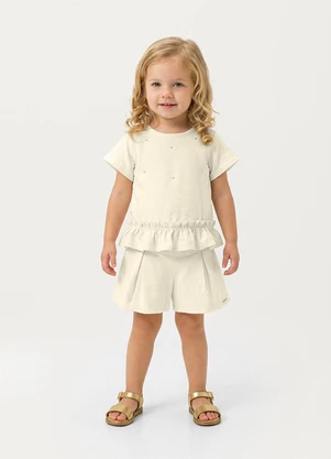 Carinhoso - Conjunto com Pérolas & Texturizada Off White - CARINHOSO